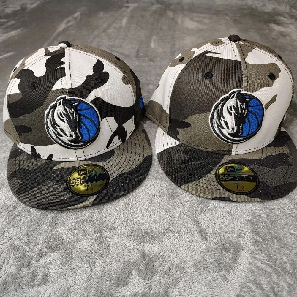 New Era Dallas Mavericks NBA Camouflage Camo 59Fifty 7 3/8 Fitted Hat‎ Cap - Picture 8 of 9